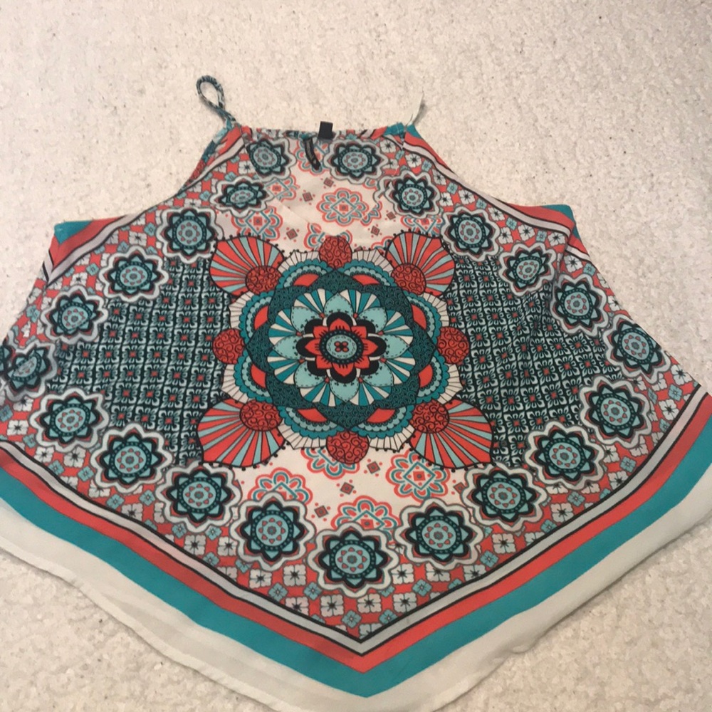 Patterned spaghetti strapped tank